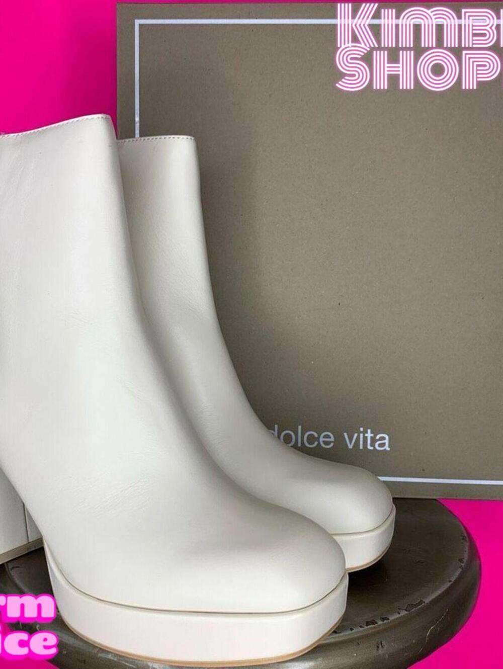 Dolce Vita Ulyses Ivory Leather Platform Ankle Boots US 10